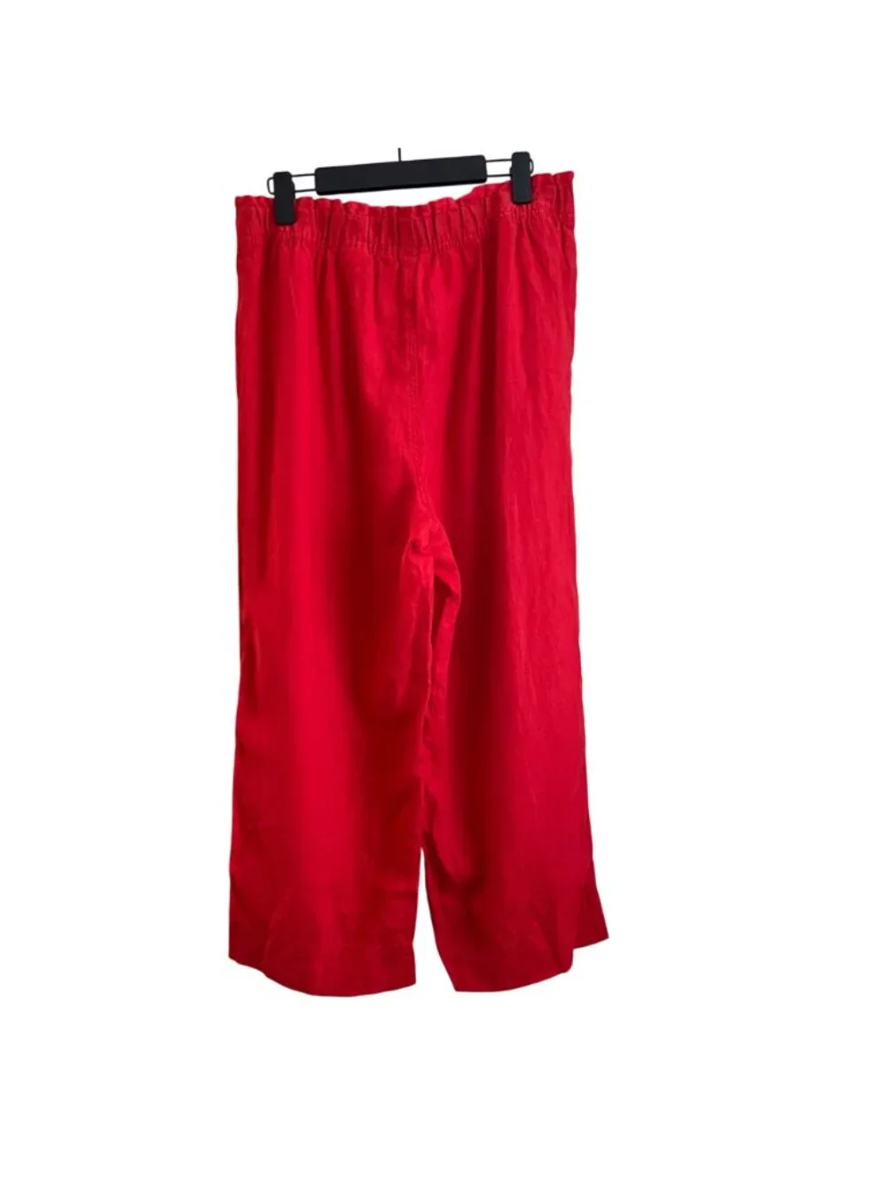 H&M Women Coastal Resort Linen Wide Leg Pants Size L Red Minimalist Quiet Luxury